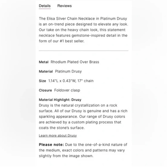 Kendra NWT Scott Silver Elisa Thick Chain Style Necklace with Platinum Druzy - Picture 8 of 8